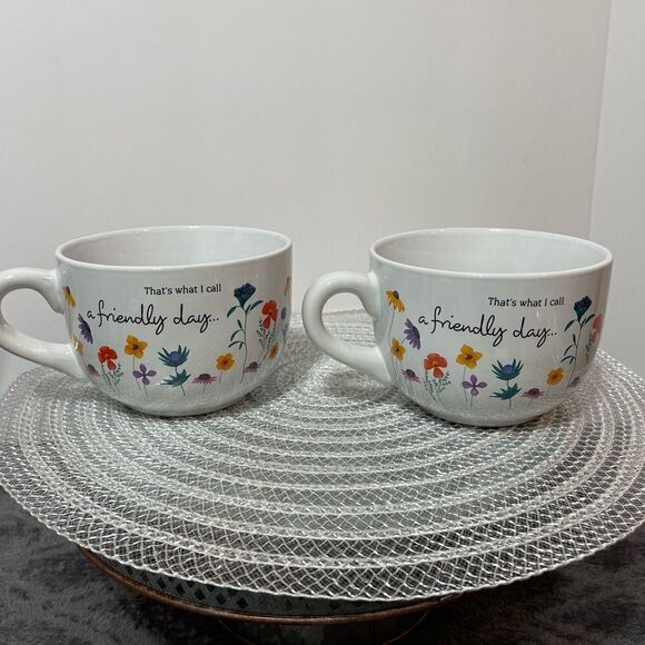 Disney Winnie the Pooh Among the Flowers Soup Mugs with handle set of 2 NWT - Picture 7 of 9
